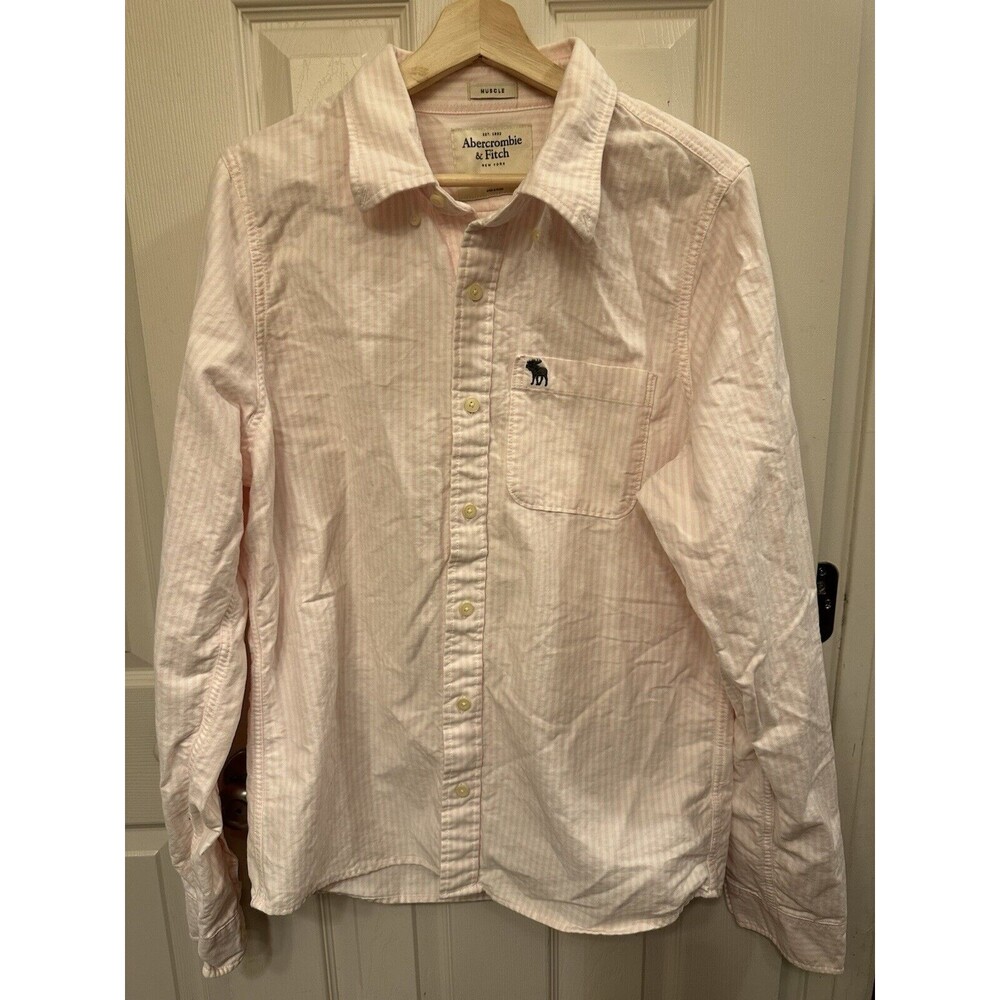 Abercrombie & Fitch Pink Striped Casual Button Down Shirt